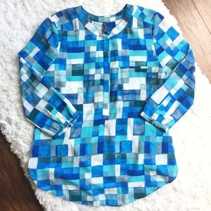 NYDJ Blue Printed Popover Top